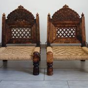 2 traditional Pida chairs, India, 1950s/60s