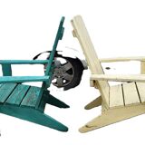 Pair of antique painted wooden garden chairs