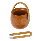 Carl Aubock sugar bowl & tongs, walnut, nickel, cane, no. 3536, 1940s
