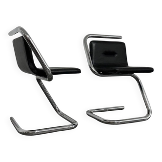 Chrome Tubular Steel Armchairs by Luigi Bardini, 1970s, Set of 2