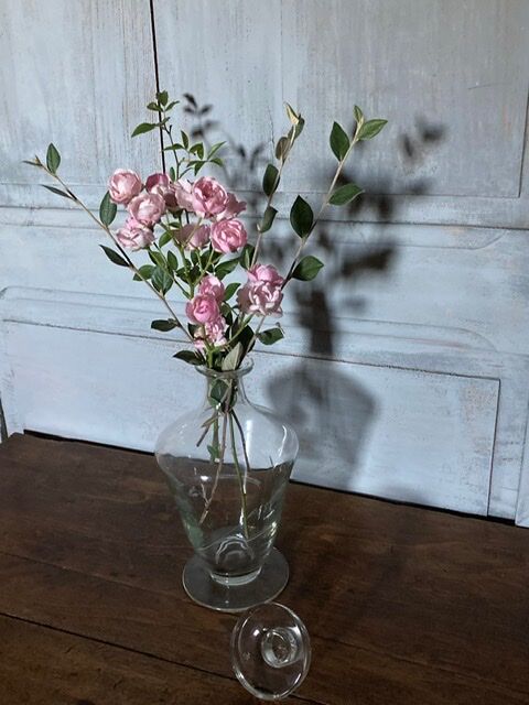 Glass carafe engraved with flowers