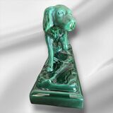 Grande sculpture de setter irlandais en porcelaine de collection Art déco