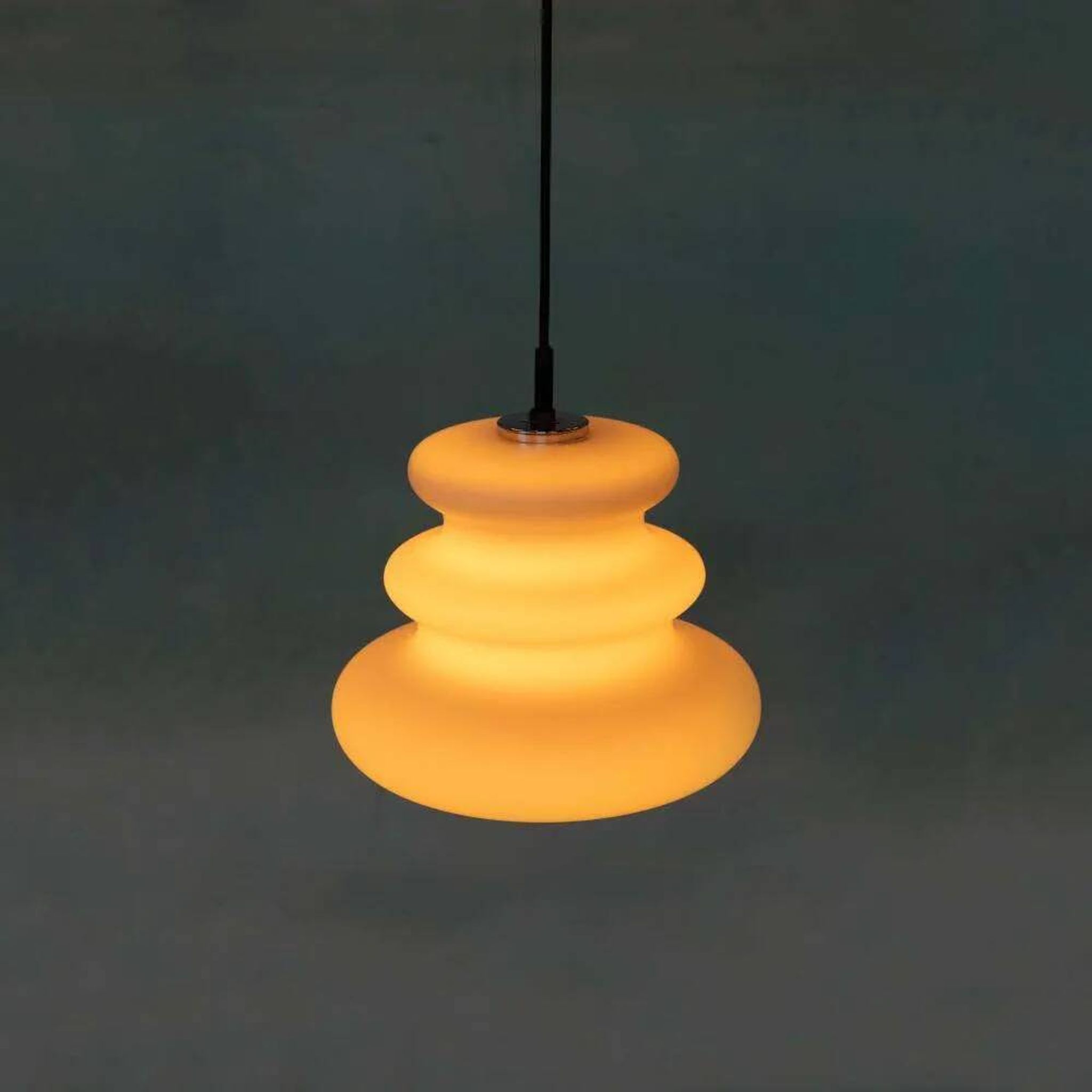 Opaline glass suspension from the space age, organic-shaped pendant.