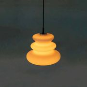 Opaline glass suspension from the space age, organic-shaped pendant.