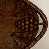 Carved wooden fruit basket or basket, 19th century, grape clusters and vine leaves