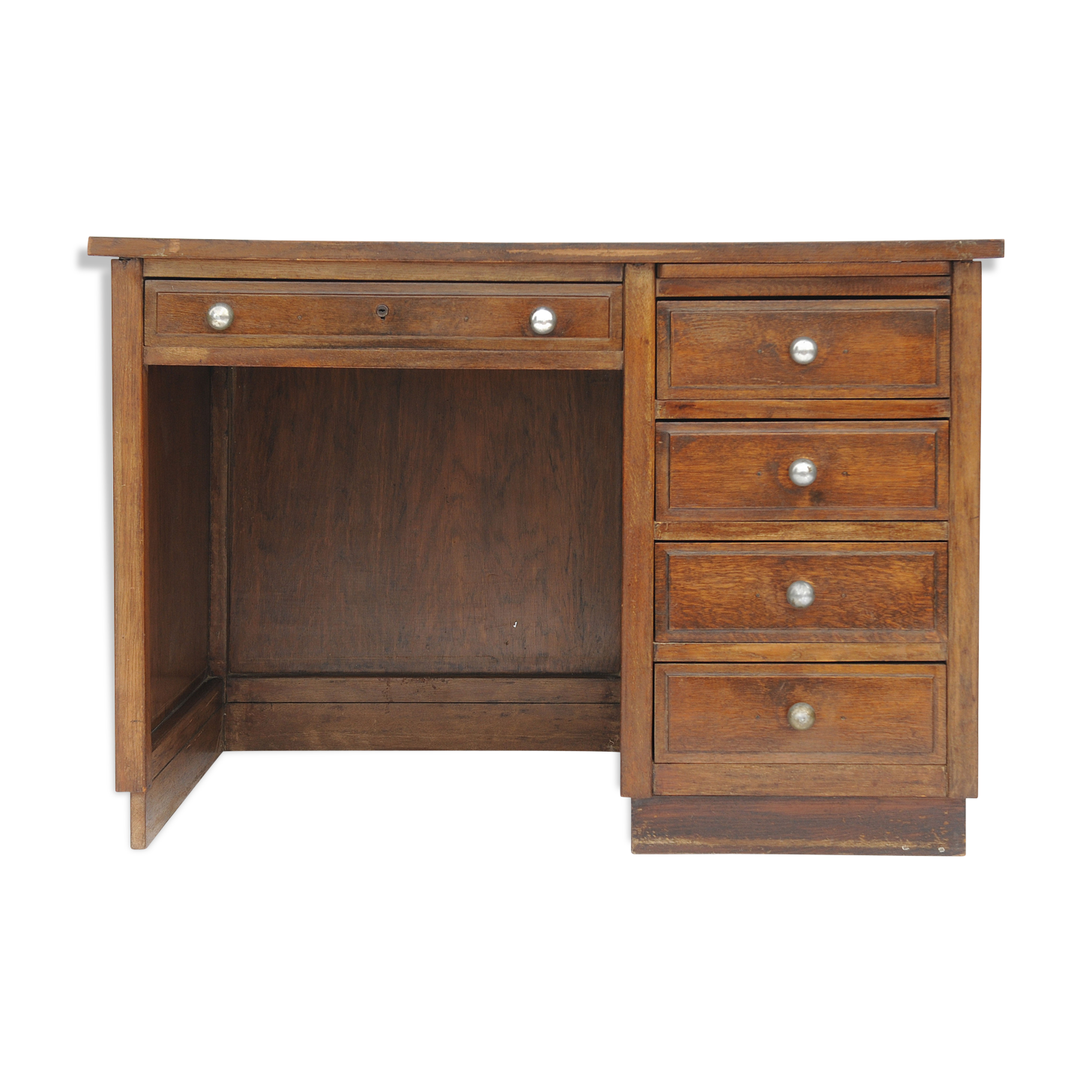 Flat desk in varnished wood