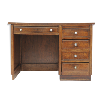 Bureau plat en bois verni