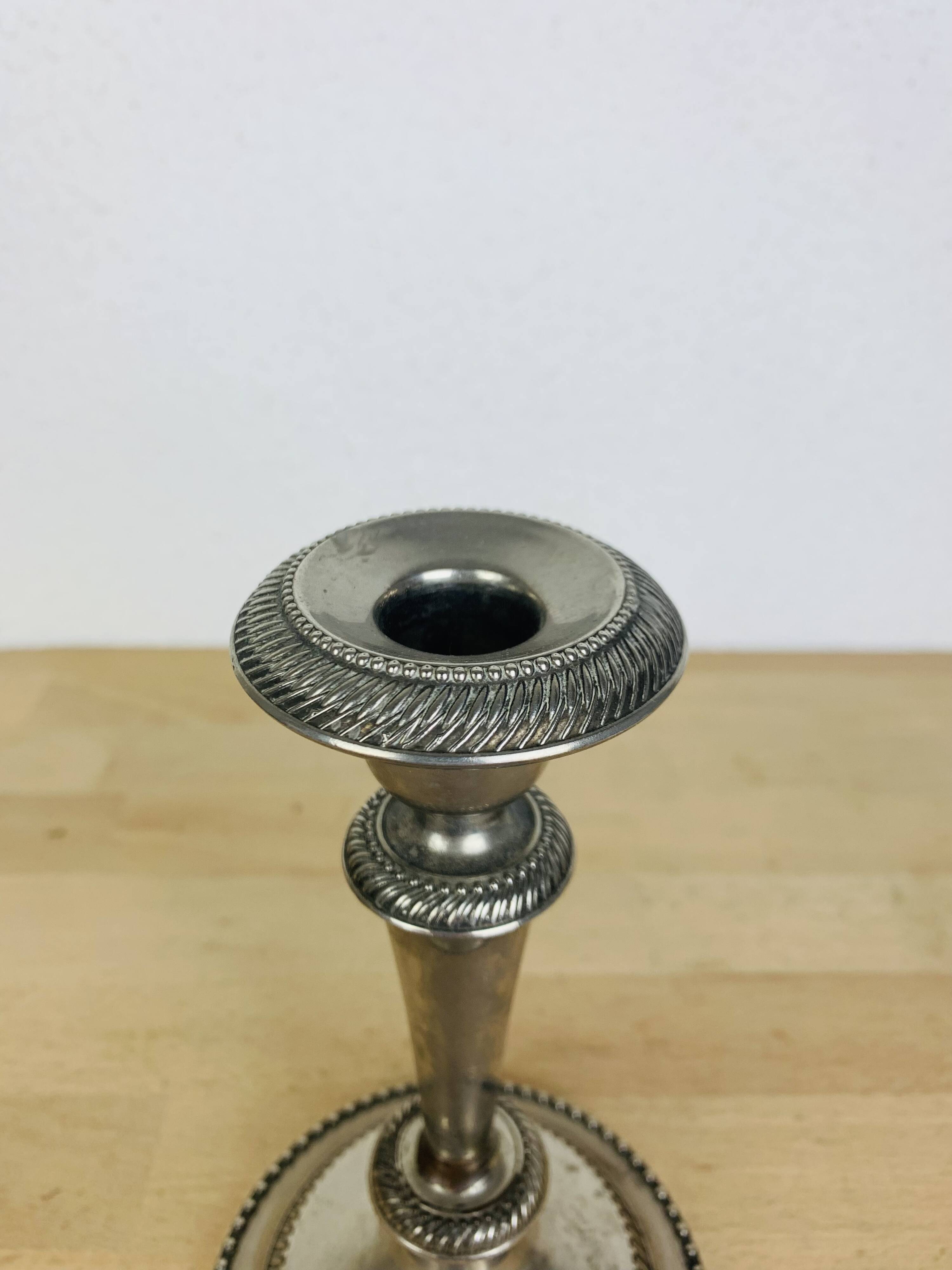 Vintage silver metal candle holder
