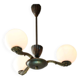 Art Deco French Brass Figural Chandelier, 1930