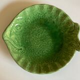 Fish plate in green glazed earthenware Aegitna 1960 Vallauris