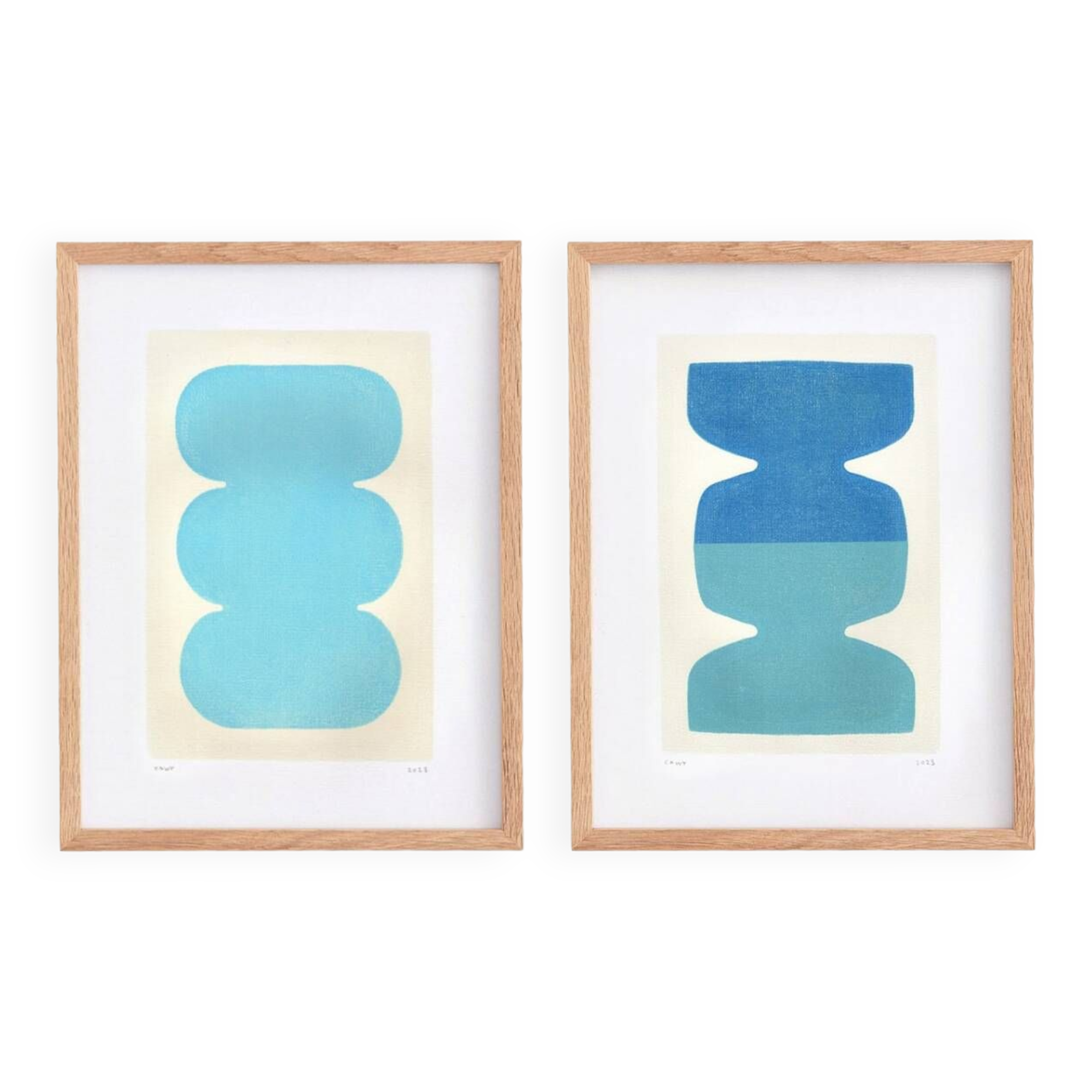 Duo of 40x30cm Twist and Asti paintings by Eawy