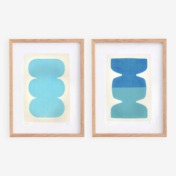 Duo of 40x30cm Twist and Asti paintings by Eawy