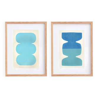Duo of 40x30cm Twist and Asti paintings by Eawy