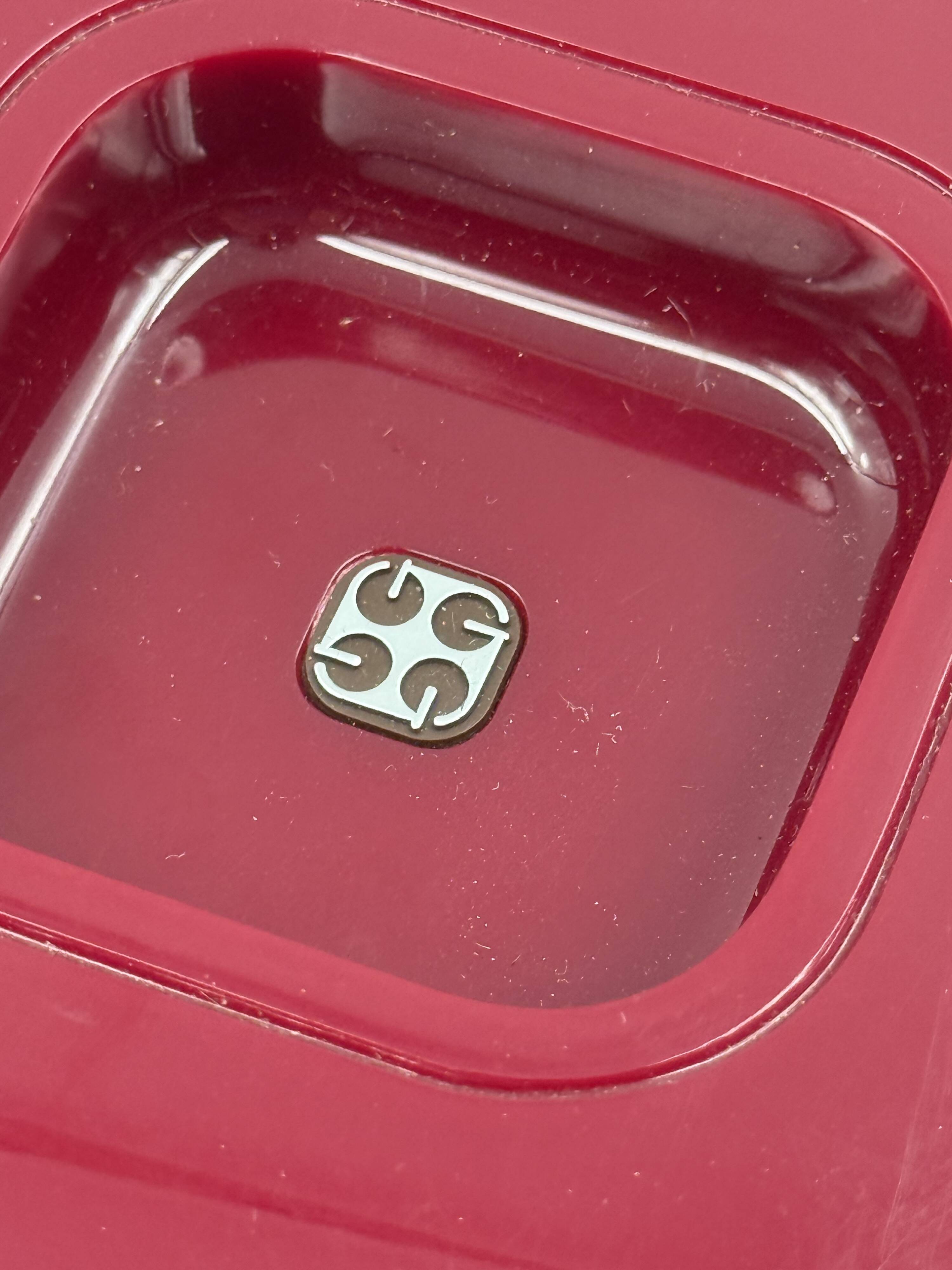 Space age red Ice Bucket, Guzzini Italy, ca. 1970s