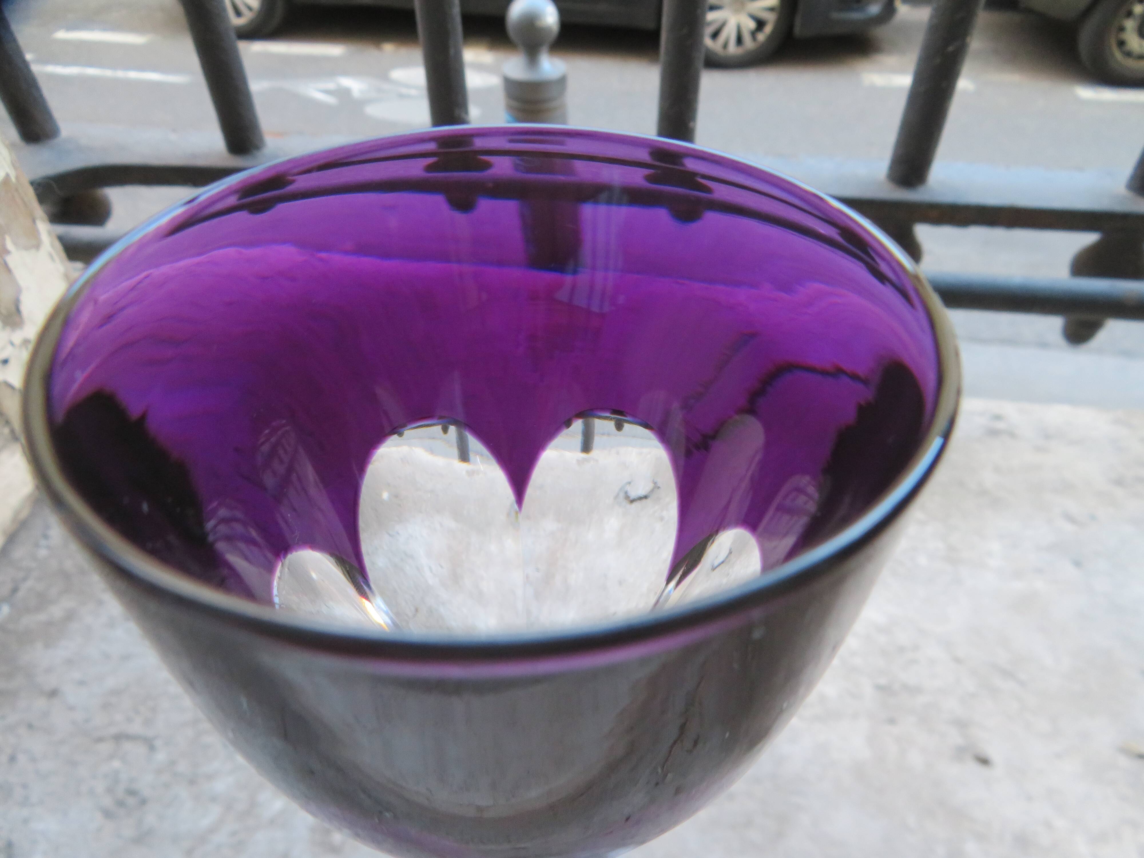 Baccarat crystal wine glass 12cl model Genova lined Amethyst 19.1cm