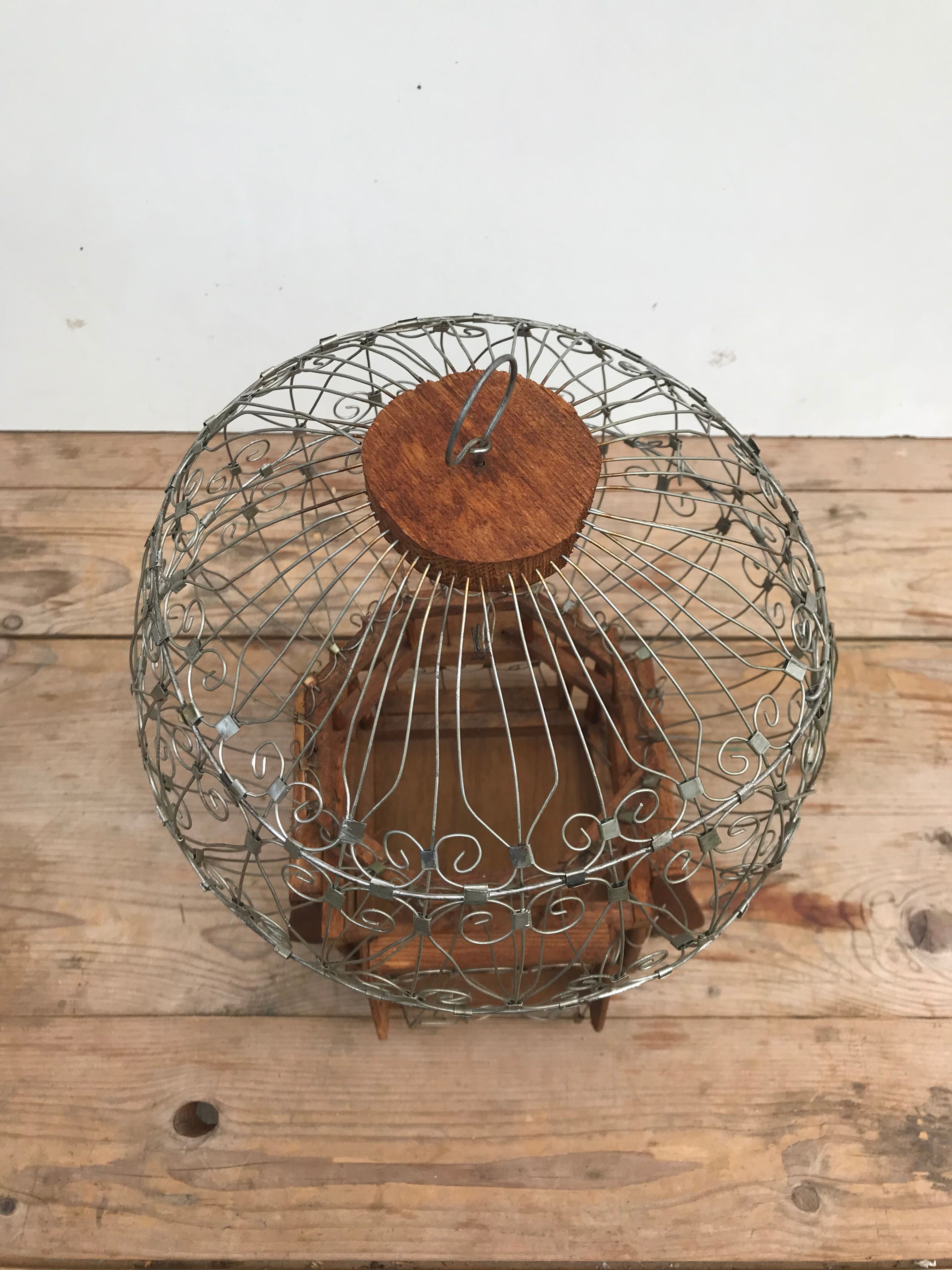 Old metal & wood  bird cage