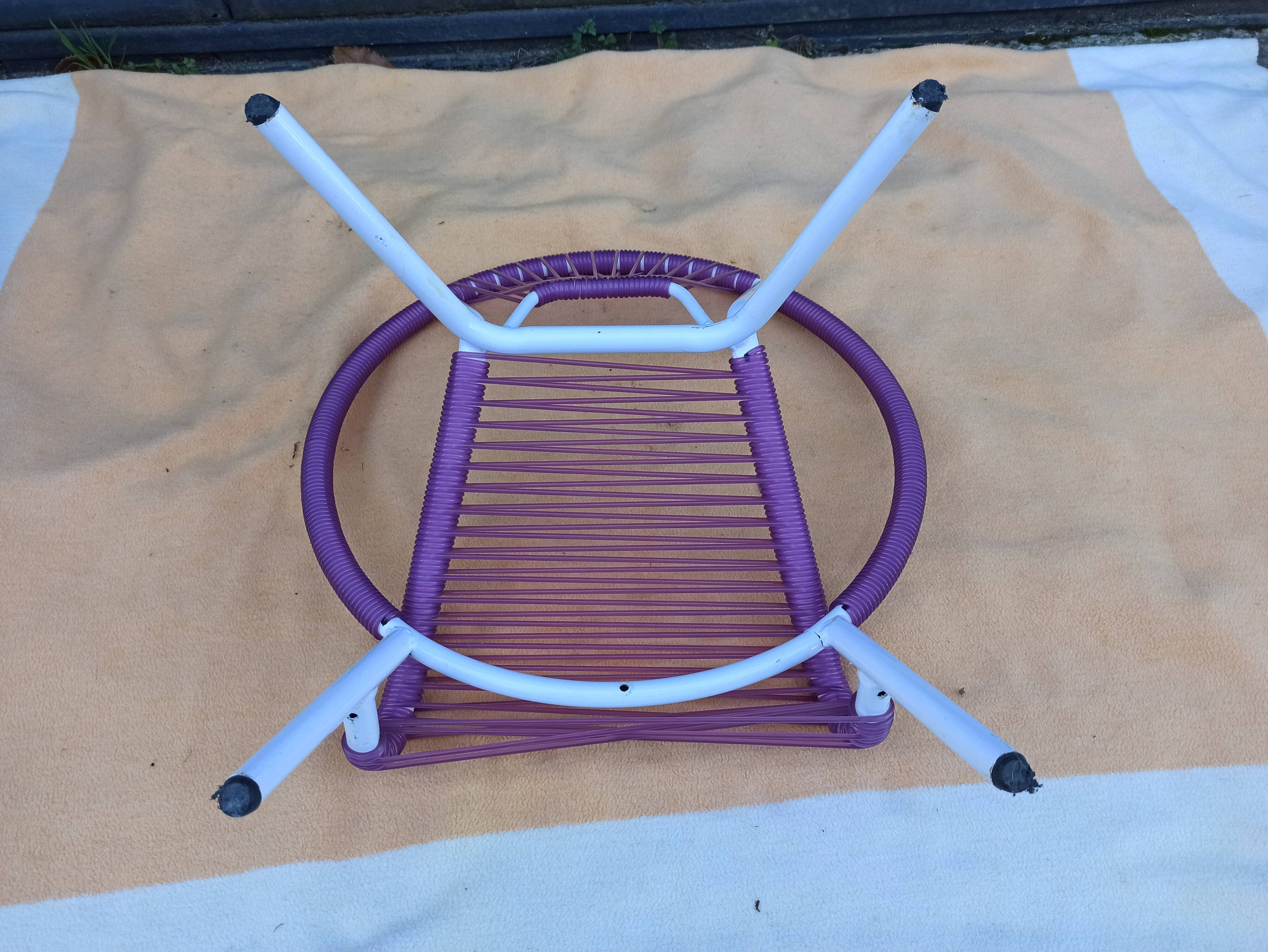 Children's armchair scoubidou purple white tube