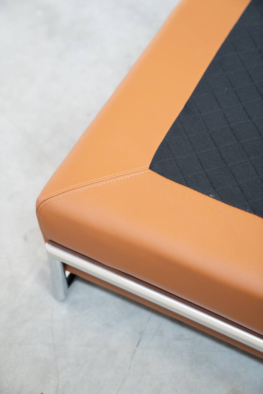 Cognac leather sofa bed, handmade by Eileen Gray, 1980/1990