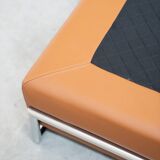 Cognac leather sofa bed, handmade by Eileen Gray, 1980/1990
