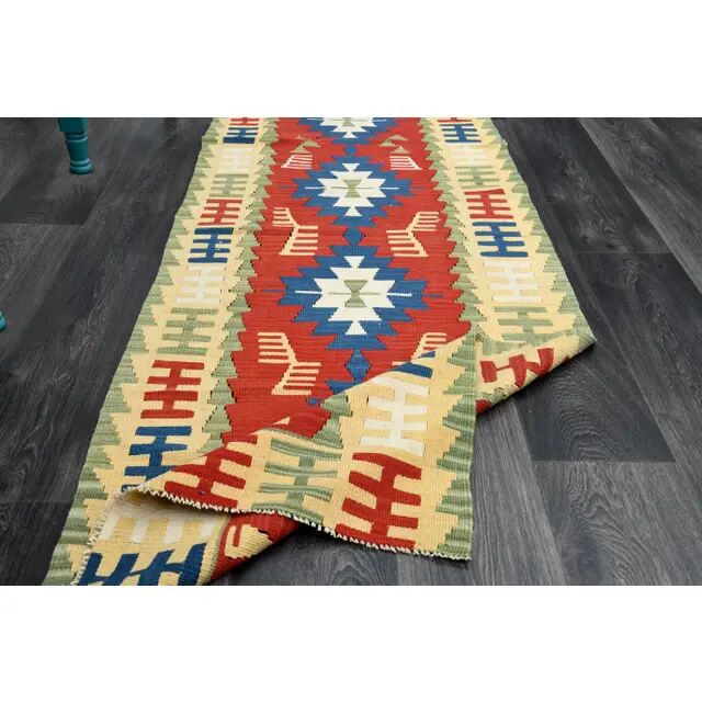 1970s Vintage Turkish Oushak Handmade Wool Cotton Red Runner Rug 78x224