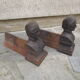 Pair of andirons old cast-iron, bust of czar