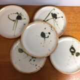 5 flat ceramic plates, La Colombe pottery