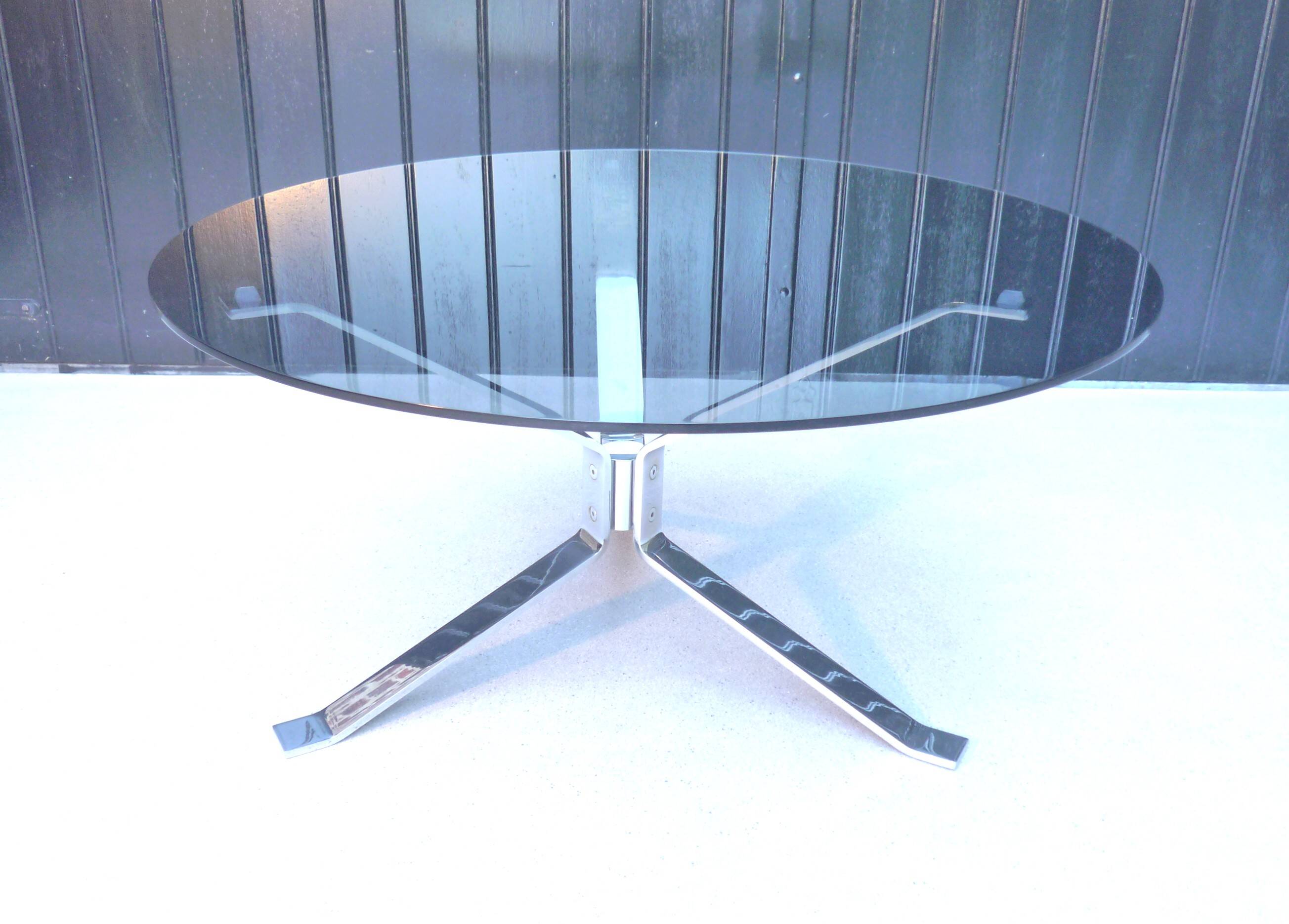 Glass and chrome living room table