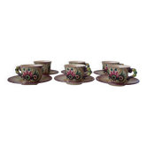 Quimper Fouillen earthenware cups