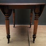 Round table with folding shutters on casters in solid wood year 1973