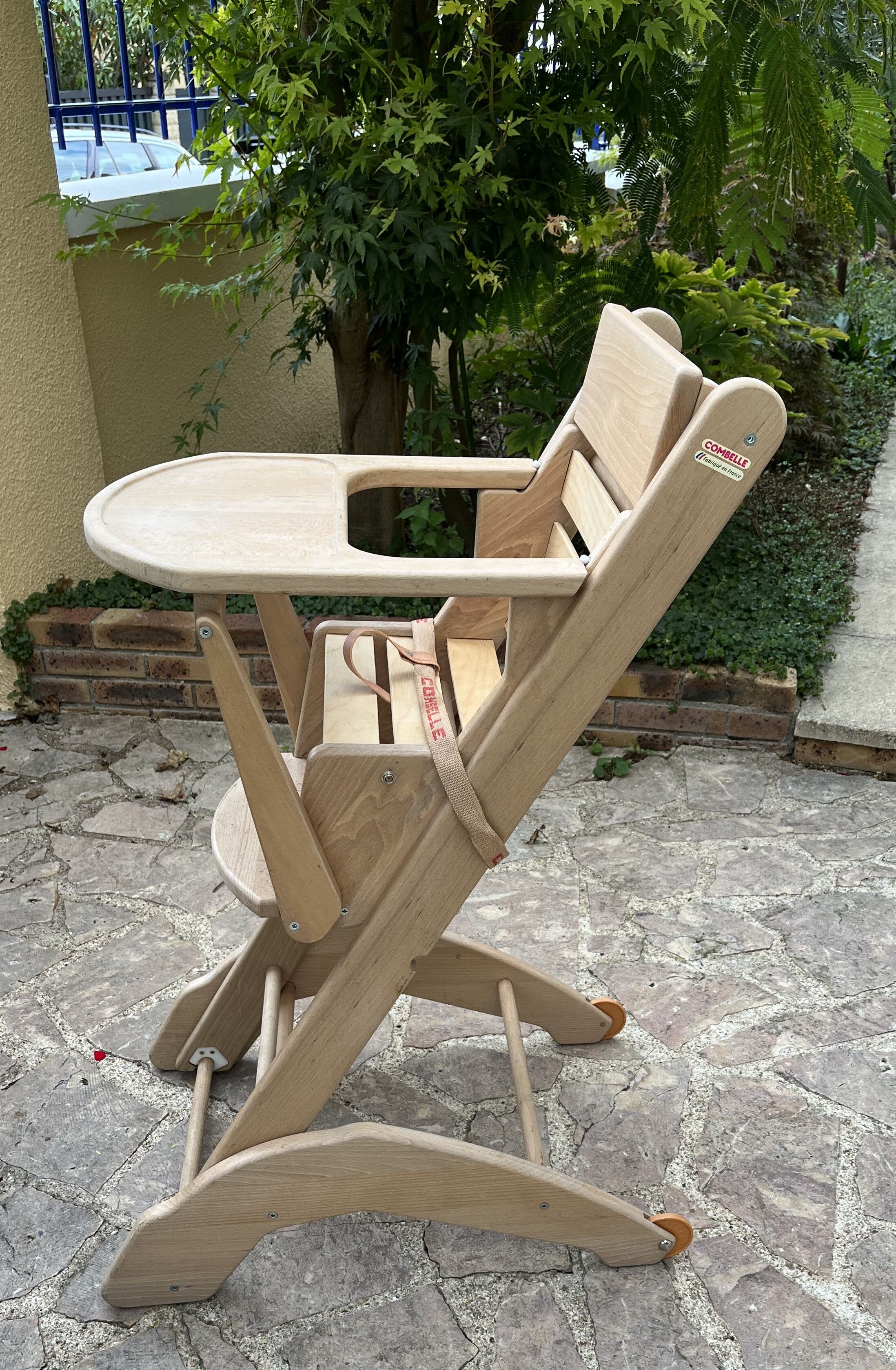 Wooden high baby chair