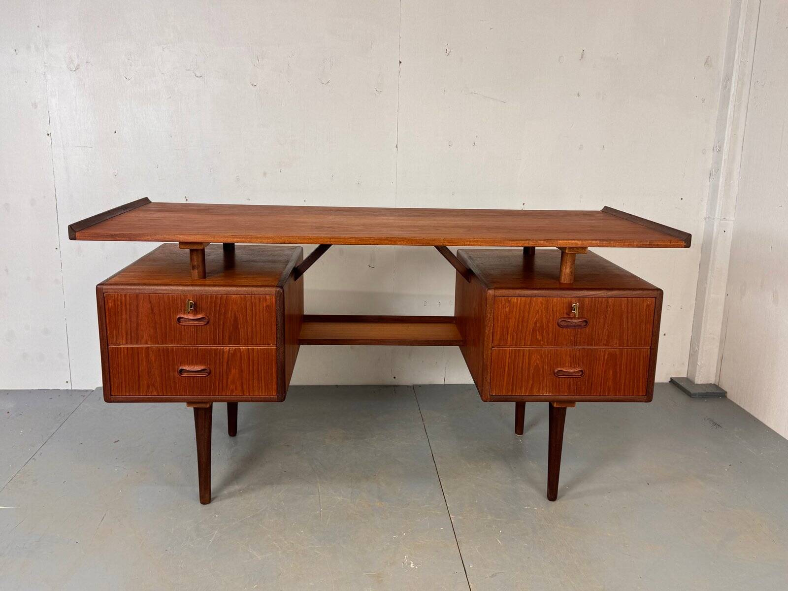 Mid-century Danish teak desk attributed to Louis van Teeffelen for Wébé, 1950s