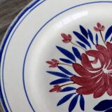 Antique hollow plate from Gien - Red and blue floral decoration