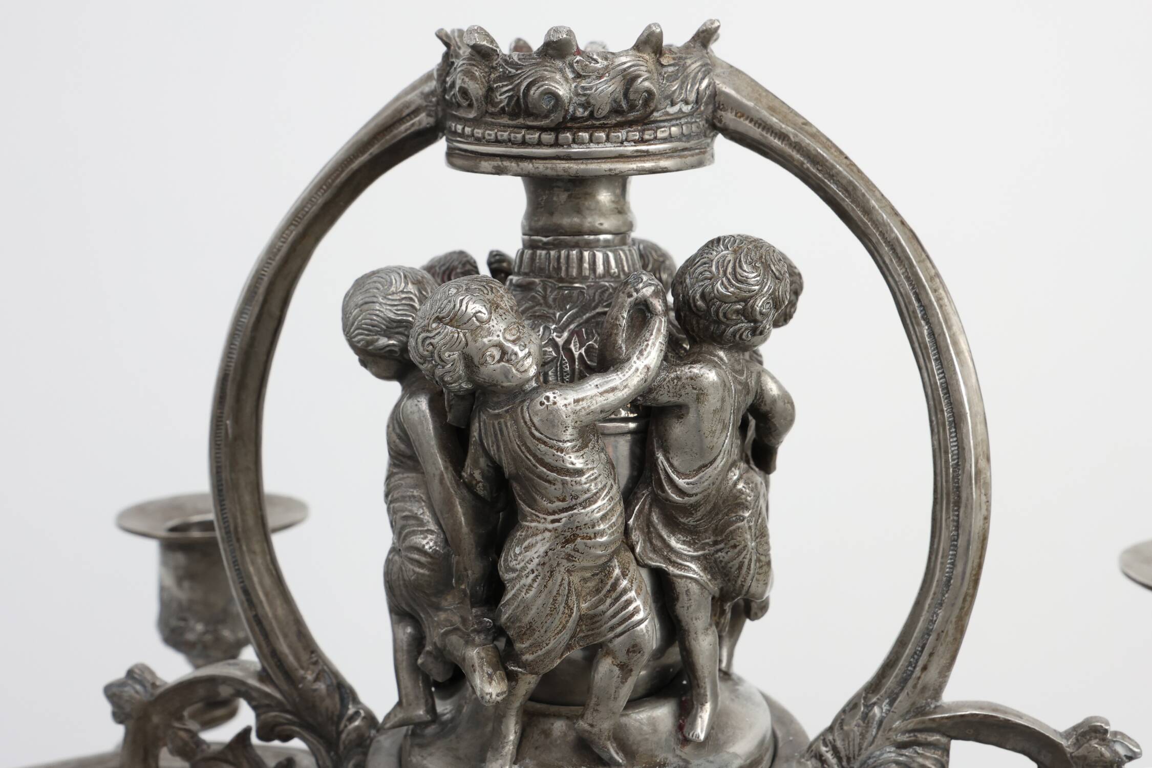 Art Nouveau tin candle holder by Achille Gamba, Italy ca. 1900