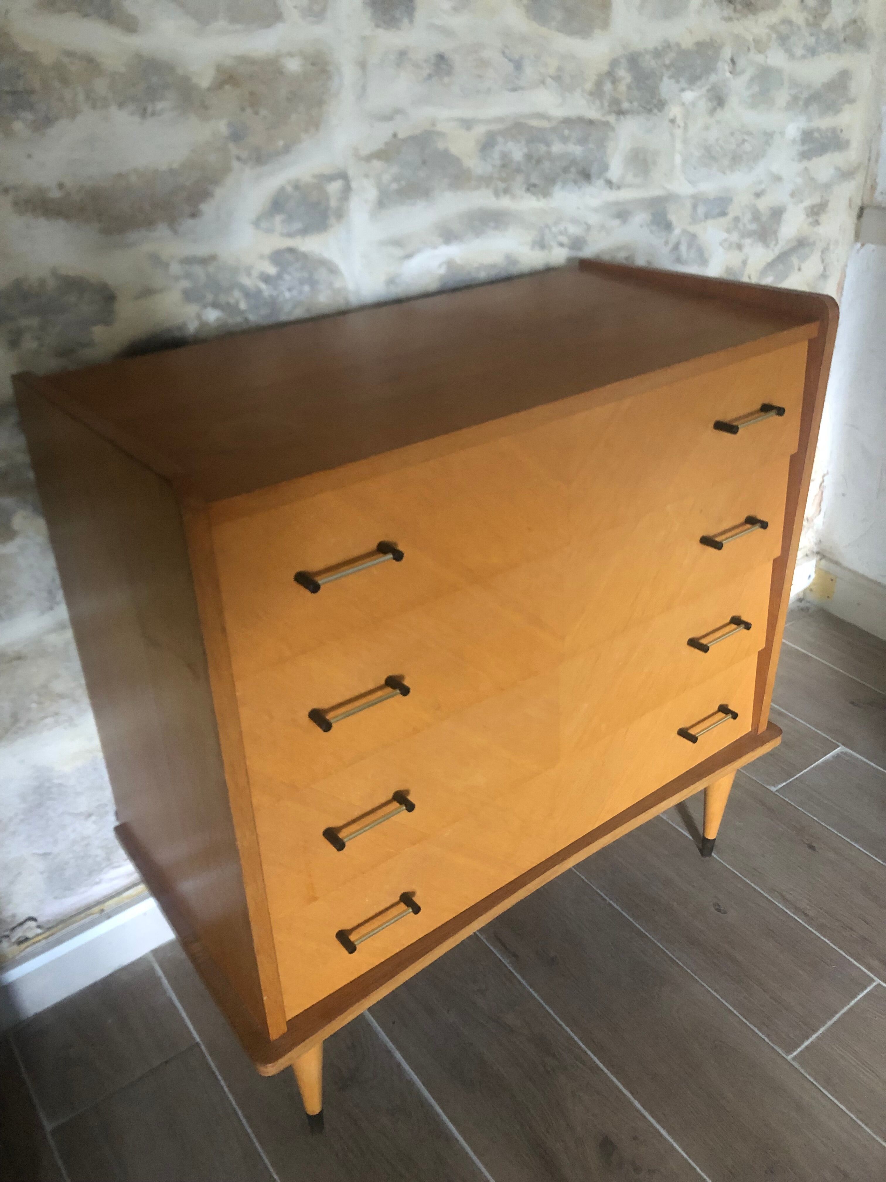 60s chest of drawers, compass feet