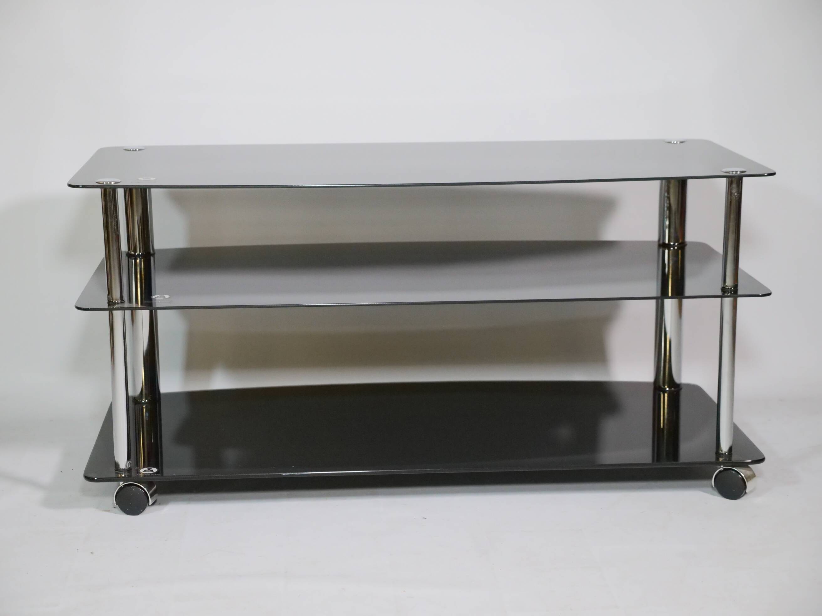 True vintage roll phono chest of drawers sideboard glass shelf 80s