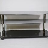 True vintage roll phono chest of drawers sideboard glass shelf 80s