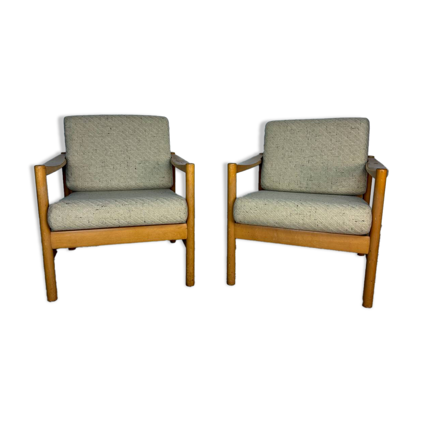 Pair of vintage wooden armchairs