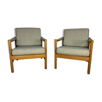 Pair of vintage wooden armchairs