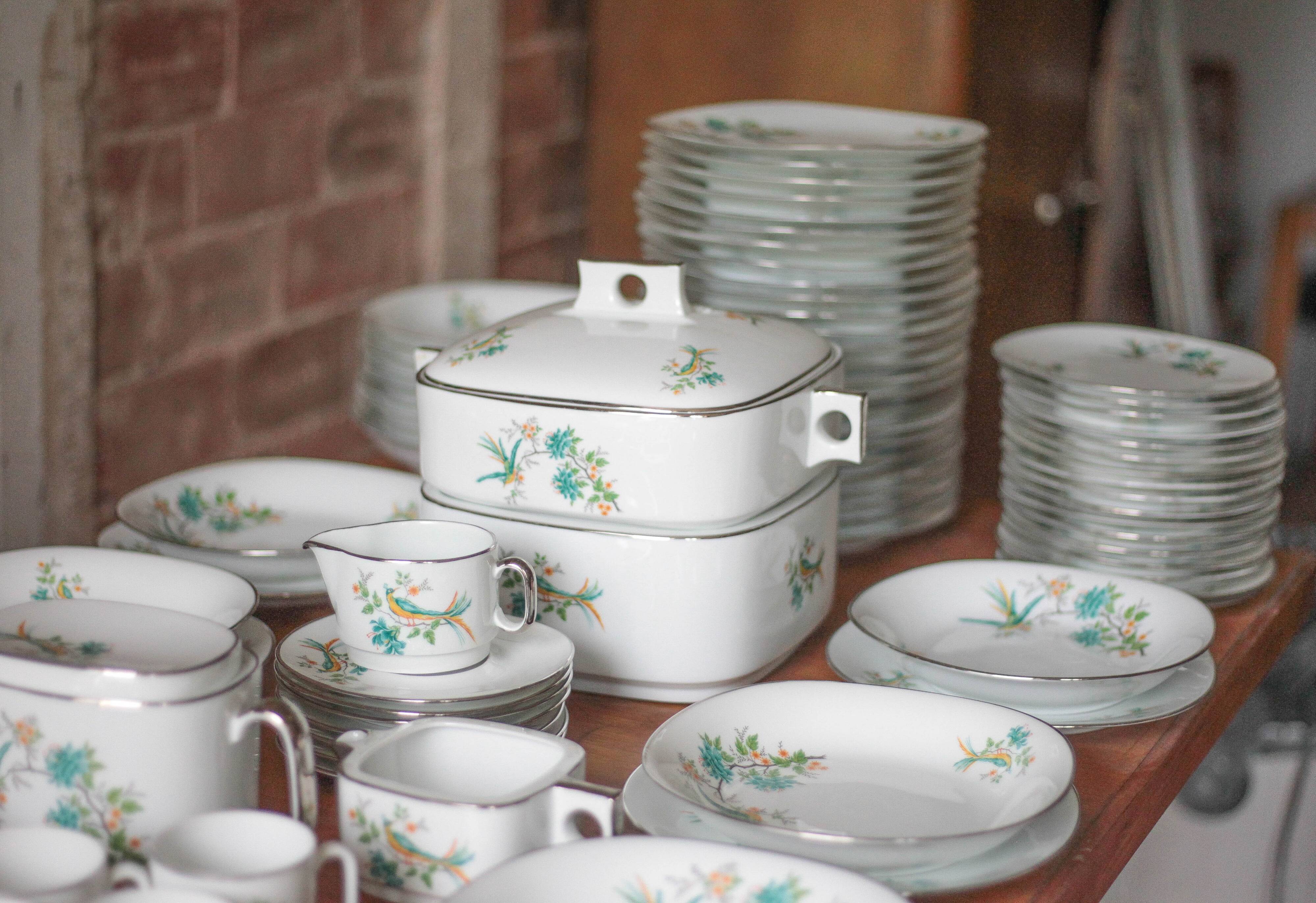 Limoges porcelain table service J.R.S Paradise bird, decor