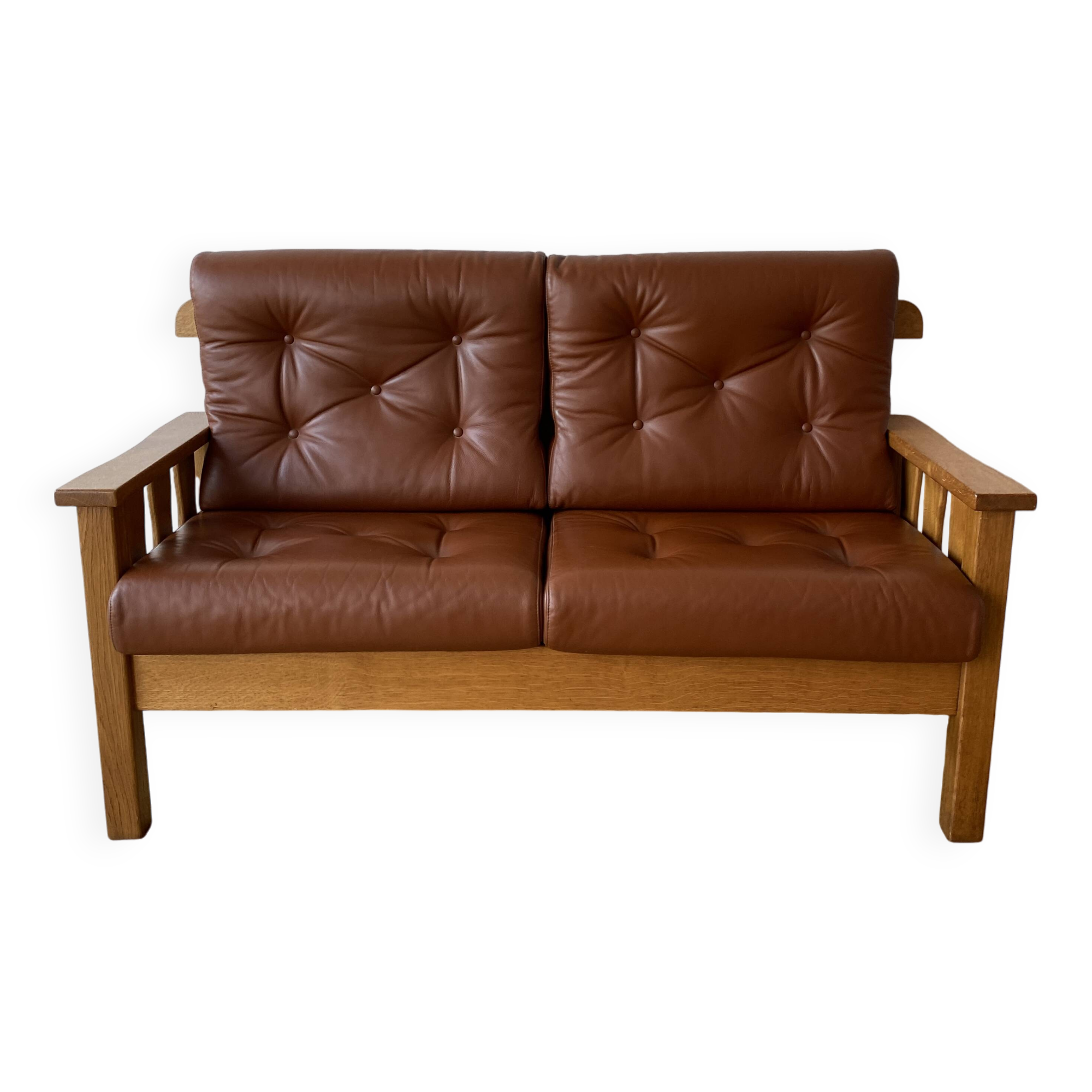 Banquette vintage en chêne massif