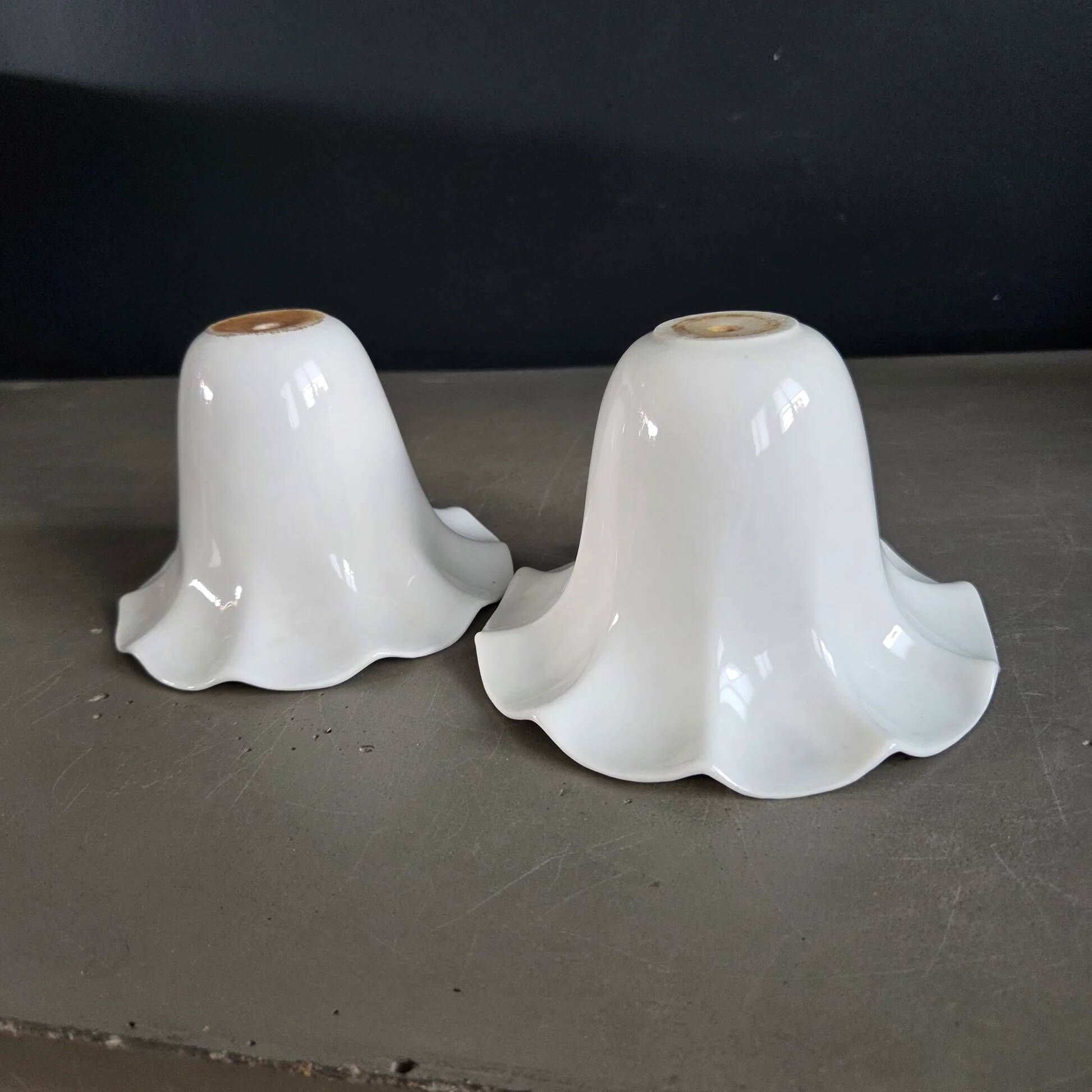 Pair of tulip lampshades in porcelain