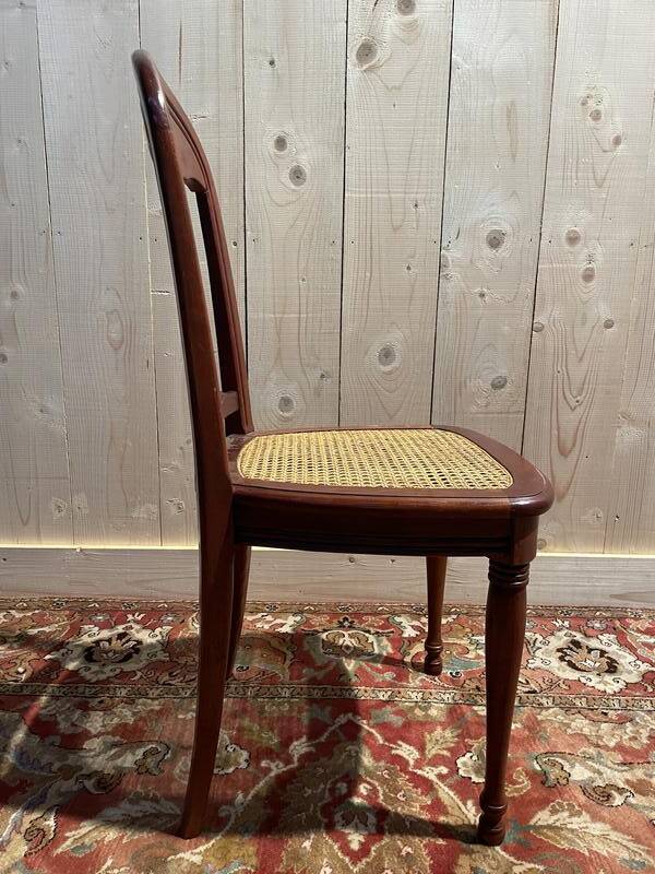 Set of 6 Louis Philippe chairs in cherry wood and cane