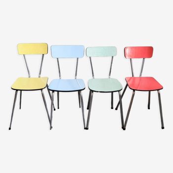 Lot de 4 chaises en formica coloré