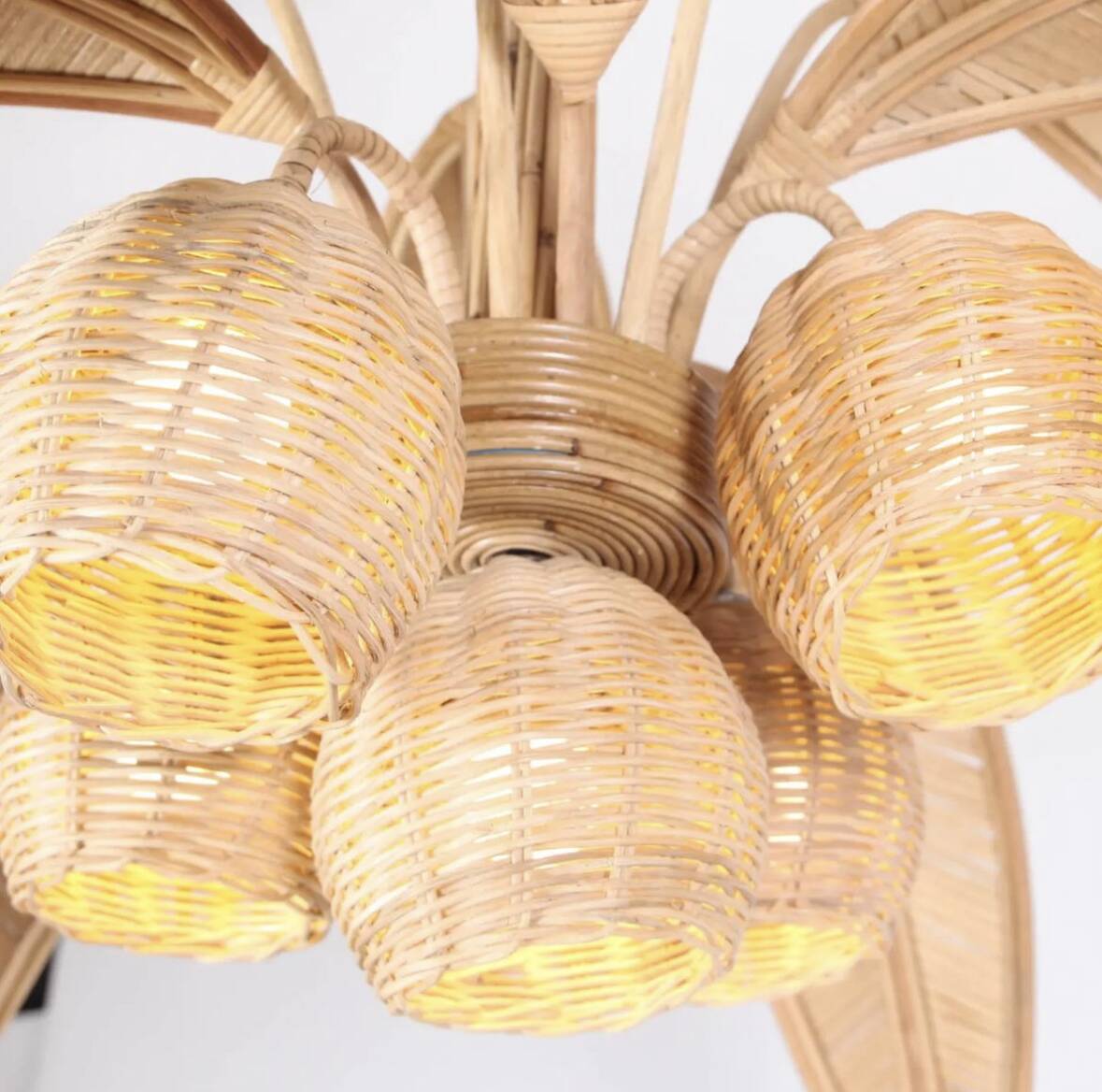 Lustre « cocotier » en rotin