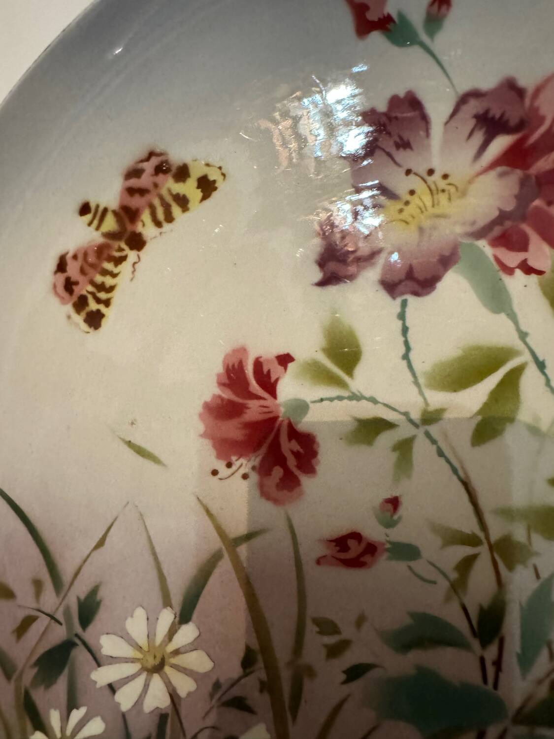 Large old Sarreguemines flowered dish