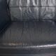 2.5-Seater Art Deco Sofa with Woodwork and Dark Blue Cowhide Leather