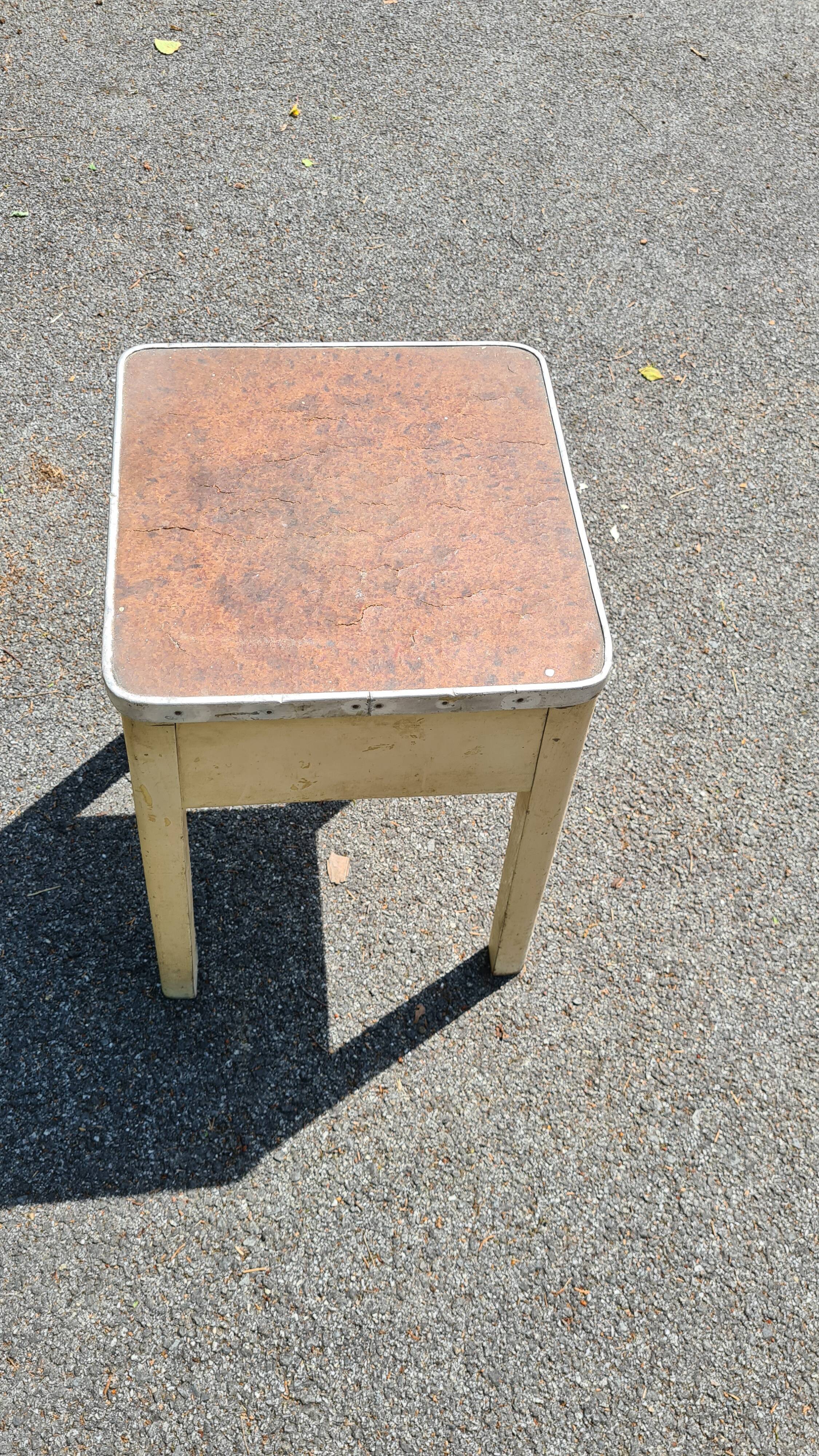 Old stool shoeshine chest / formica / 1950s