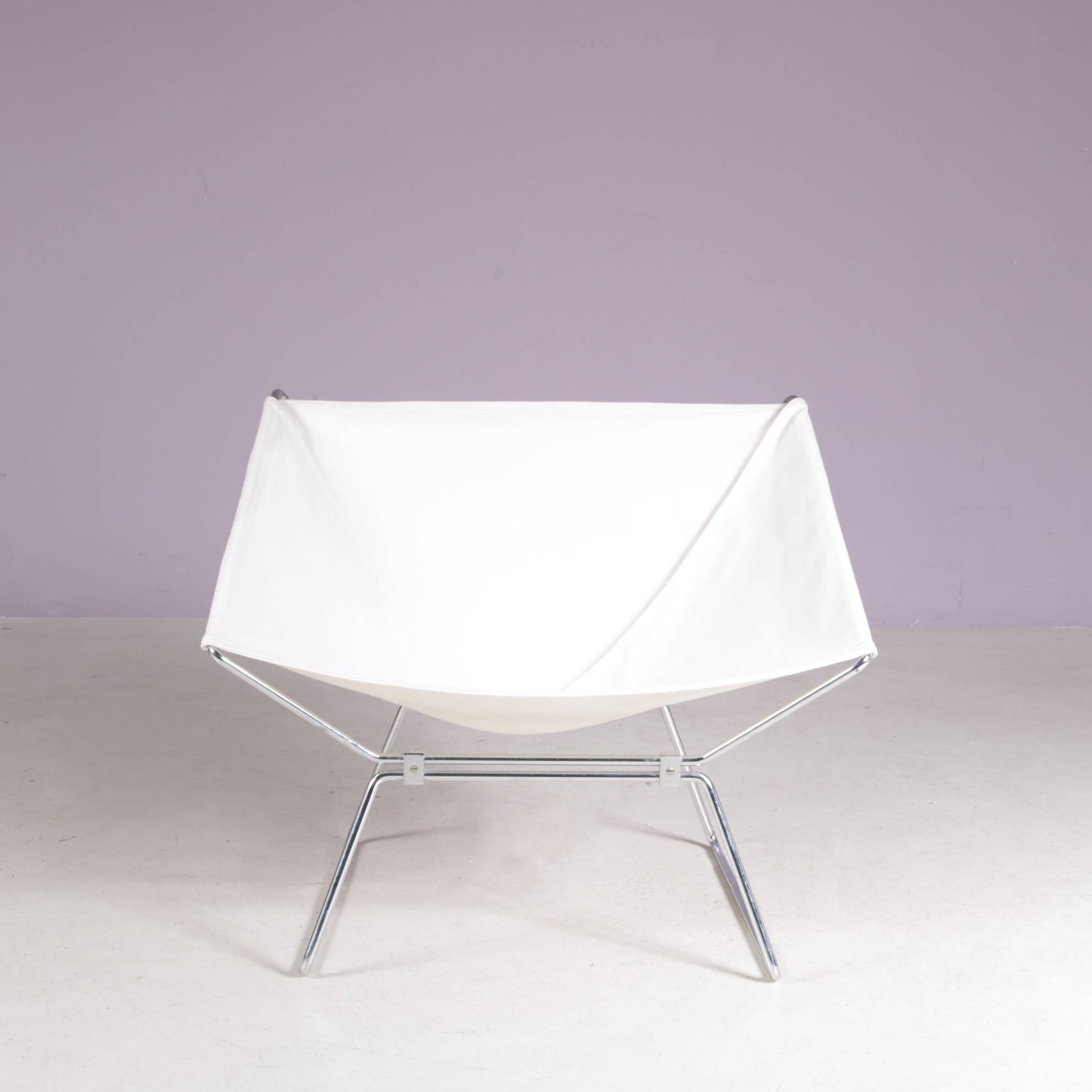 1950s easy chair AP 14 white canvas Pierre Paulin for A. Polak Netherlands