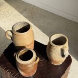 Large matte stoneware oval pot with beige handle H21 D12