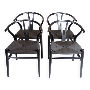Set Of Four Wishbone Chairs Model CH24 By Hans J. Wegner